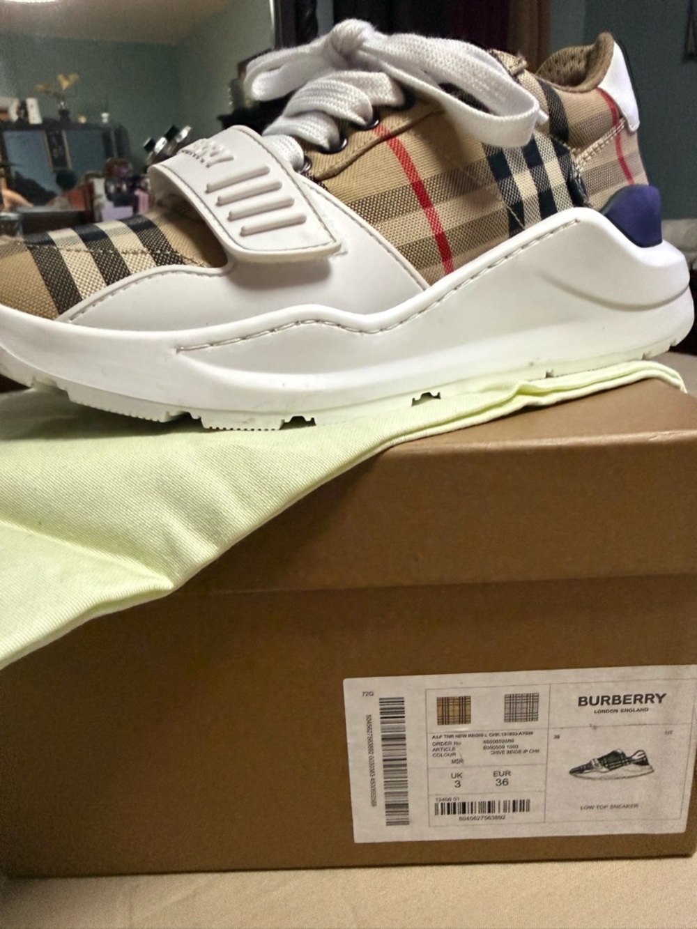 Burberry Kids Beige Nova Check Athletic Sneakers - Picture 5 of 5